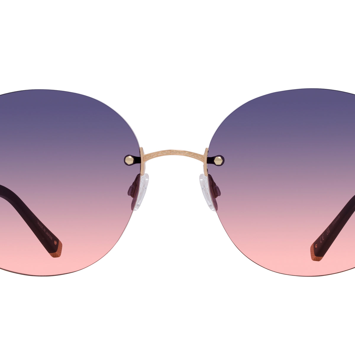 Barton Perreira Gloria Rimless Sunglasses in Tortoise, Silver, Whiskey Gradient JUDE5701K_Jude_Black_Gold_Grap  main image 2